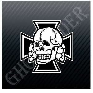  German Skull Iron Cross Car Trucks Sticker Decal 