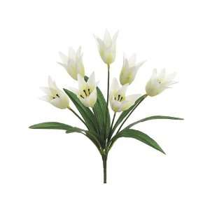  Faux 14 Imperial Crown Tulip Bush x7 White (Pack of 12 