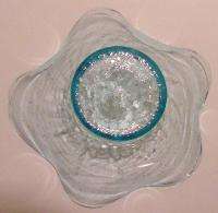 Beautiful Hand blown Free Form Blue Crackle Bowl  
