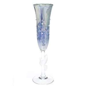  Hand Painted Dove Crystal Champagne Flutes Set of Two 