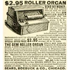  1901 Ad  Roebuck Antique Gem Roller Organ Miniature 