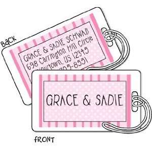  Pink Lines & Dots ID Tags