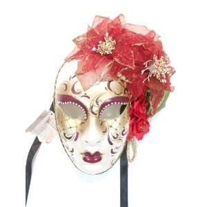  Red Gold Flower Venetian Masquerade Mask