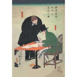 Foreigners Signing Documents in Yokahama Merchant House 12x18 Giclee 