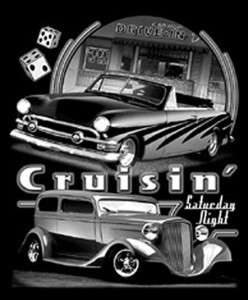 Hot Rod GearHead Cruisin Saturday Night car T shirt  