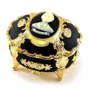  Silver J Musical jewellery box, black and gold antimony 