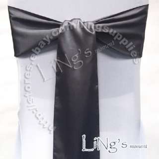 108 Charcoal Grey Satin Chair Cover Sash Wedding Party Banquet 