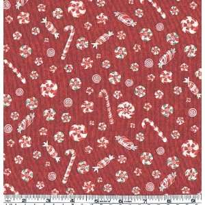  45 Wide Apples and Ginger Peppermint Candy Red Fabric By 