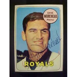 Dave Morehead Kansas City Royals #29 1969 Topps Autographed Baseball 