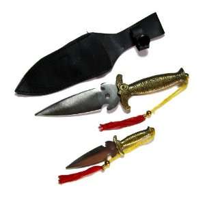  Athame Daggers with Inscriptions and Tassels in Leather 