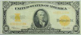   TEN DOLLAR GOLD CERTIFICATE LARGE NOTE PAPER CURRENCY P234041  