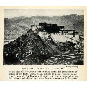  1937 Print Potala Palace Lhasa Tibet China Dalai Lama Residence 