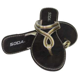 SODA ATOM TWIST STRAP FLAT SANDAL  