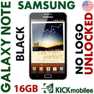 NEW SAMSUNG Galaxy NOTE 16GB Black FACTORY UNLOCKED No Network Logos 