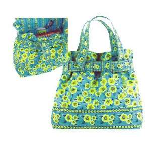  MaggiB French Country Quilted Kiwi Blossom Cinch Tote 