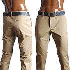 Mens Flatseven Slim Straight Casual Chino Pants Premium Cotton Beige 