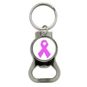Breast Cancer Pink Ribbon   Bottle Cap Opener Keychain Ring