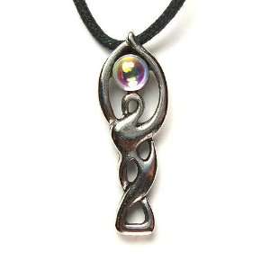  Moon Goddess for Consciousness Pewter Pendant with Black 