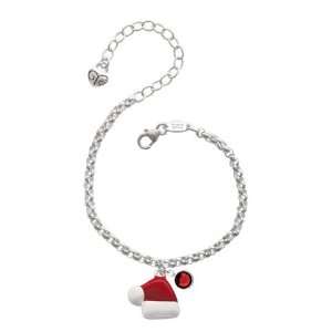  Santas Hat Silver Plated Brass Charm Bracelet with Siam 