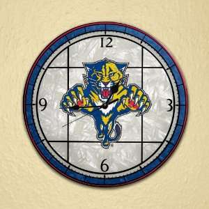  Florida Panthers   Art Glass Clock (12 Inches) Sports 