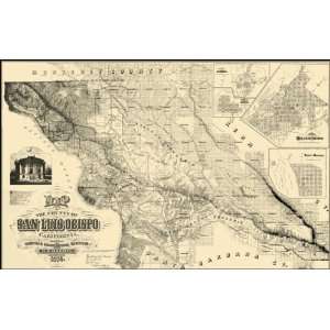  SAN LUIS OBISPO COUNTY CA LANDOWNER MAP 1874