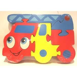  5 Piece Chunky Wooden Fire Engine Puzzle Toys & Games