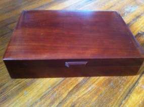   Wood Wooden Nakens Silverware Flatware Storage Chest Box  