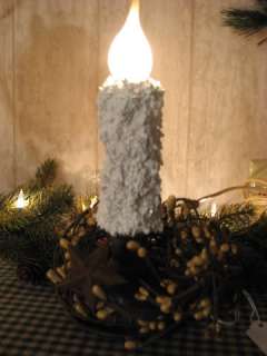 Primitive Winter Snow Rusty Chamberstick Lamp Electric Unique  