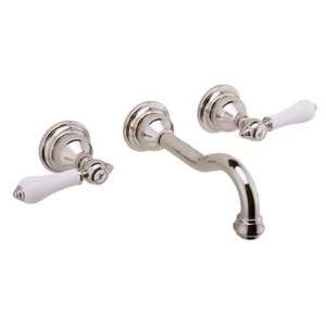   Wall Mount Vessel Faucet with Ceramic Lever Handles Finish Steelnox