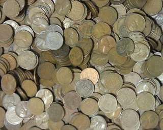 Unsearched Wheat Cents (1 pound) + 4 90% US Silver Coins + 2 Buffalo 