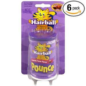 Pounce Hairball, Crunchy Tuna, 2.4 Ounce Resealable Canisters (Pack of 
