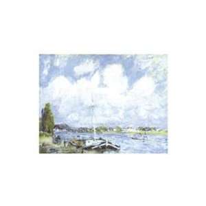  Boats on the Seine by Alfred Sisley 14.00X11.00. Art 