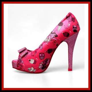 Iron Fist Demon Donkey Womens Platform Heels Shoes Pink Glitter 