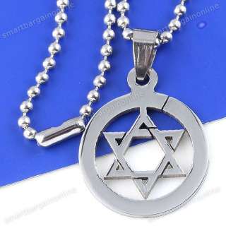 1pc Mens Stainless Steel Star Of David Pendant Chain Necklace 19 Punk 