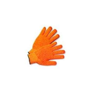   Polyester with Orange Honeycomb Grip Gloves (Sold by Dozen) Size Large