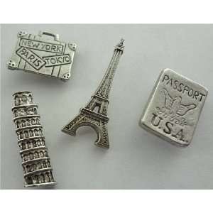 * T 84AS Antique Silver Decorative Travel Push Pins 