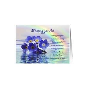   you sis, with Forget me nots adrift on the ocean with a rainbow Card