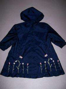 Rothschild Navy Blue Flower Raincoat Jacket SZ 12 M  