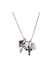 Garnet Cross and Hearts Necklace