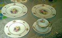 ROSENTHAL BAVARIA PINK YELLOW ROSES 5 PIECE PLACE SETTING  