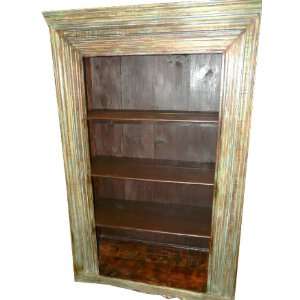  Rustic Hand Carved Jaipur Patina Wooden Bookcase Bookshelf 