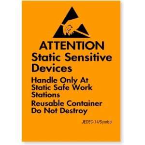  Attention Static Sensitive Devices Removable Paper, 2.5 x 