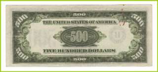 500 Dollar Bill Note FRN Federal Reserve Note 1934 Choice Very Fine 