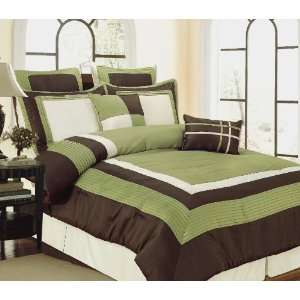  Bartley Green/Brown Oversize King 8 Piece Comforter Bed In 