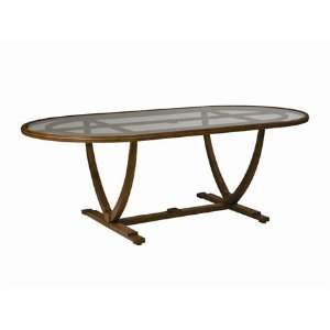  Oval Glass Patio Dining Table Twilight Gold Finish Patio, Lawn