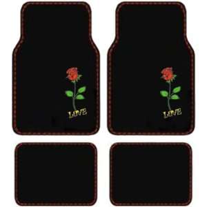 Love Red Rose Flower Front & Rear Seat Car Truck SUV Carpet Floor Mats 
