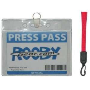  Clear Horizontal Badge ID Holder with Red Lanyard Office 