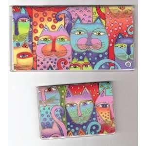 Checkbook Cover Debit Set Made with Laurel Burch Big Dotted Cat Fabric