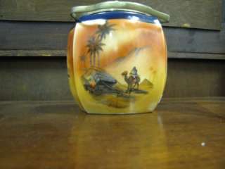 China Biscuit Jar With Camel And Desert Scene Circ. 1910 1930.  