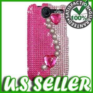 HOT PINK HEARTS BLING HARD CASE COVER FOR HTC DESIRE G7 PROTECTOR SNAP 